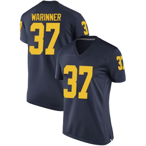 Edward Warinner Michigan Wolverines Women's NCAA #37 Navy Game Brand Jordan College Stitched Football Jersey LSQ2154OW